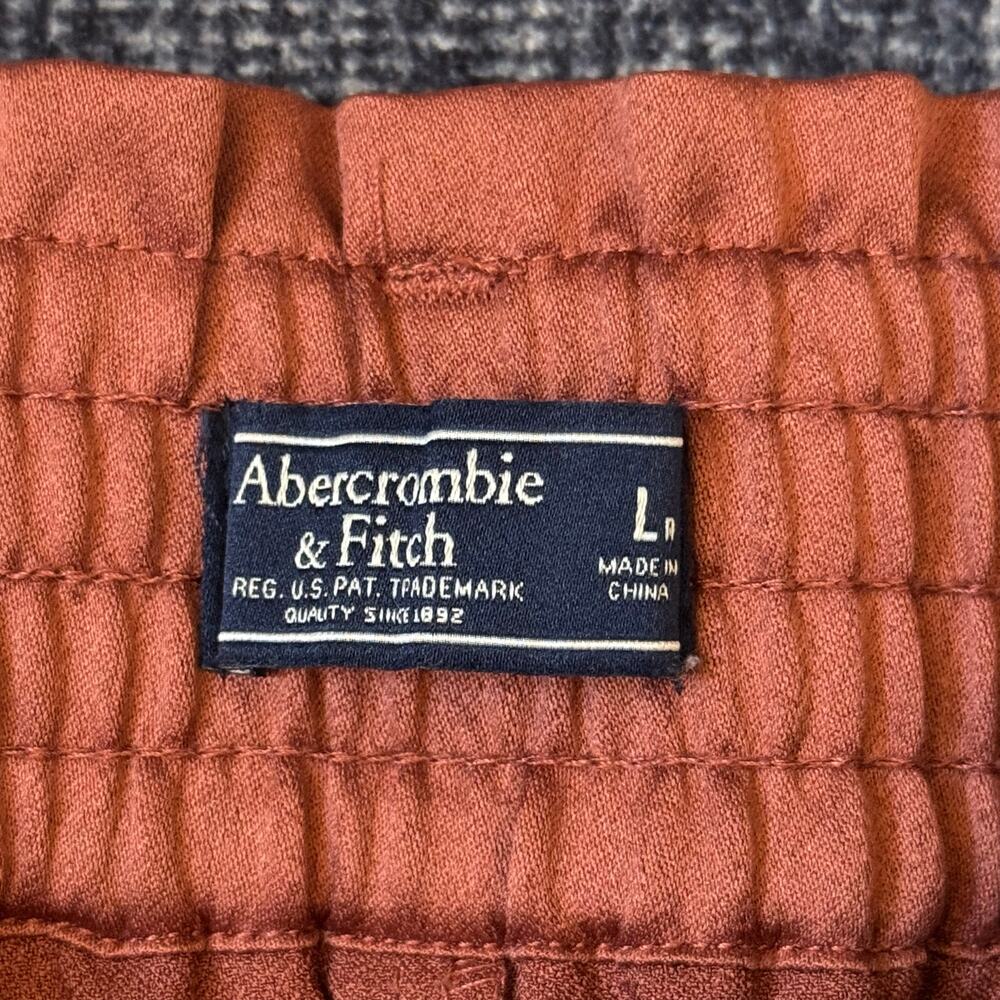 Abercrombie & Fitch Paperbag High-Waist Pull-On Satin Pants Rust Orange Womens L - Picture 7 of 10
